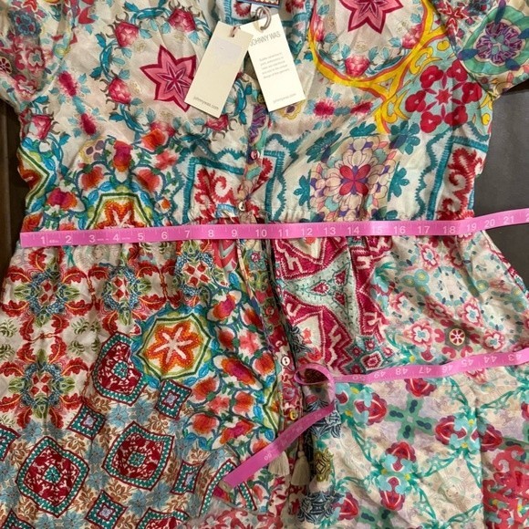 NWT Johnny Was Top Multicolor Floral Starfish V Neck Button Down Tunic Top S - Picture 10 of 12
